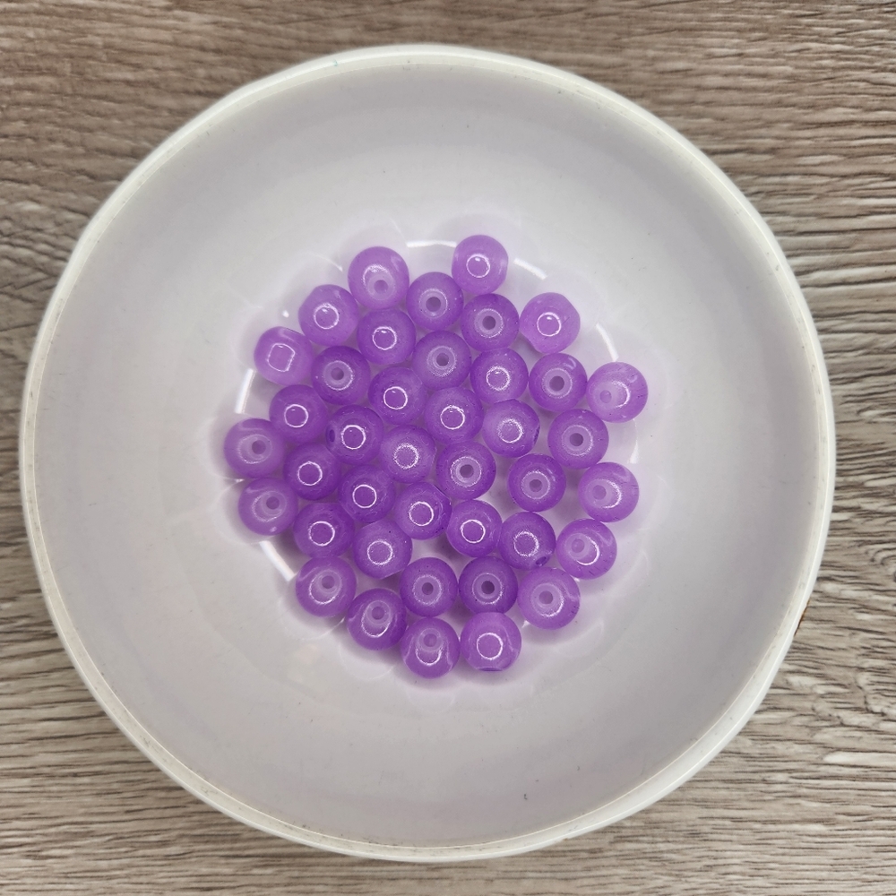 Purple Glass Beads 8mm Round 40 Bead Count #72